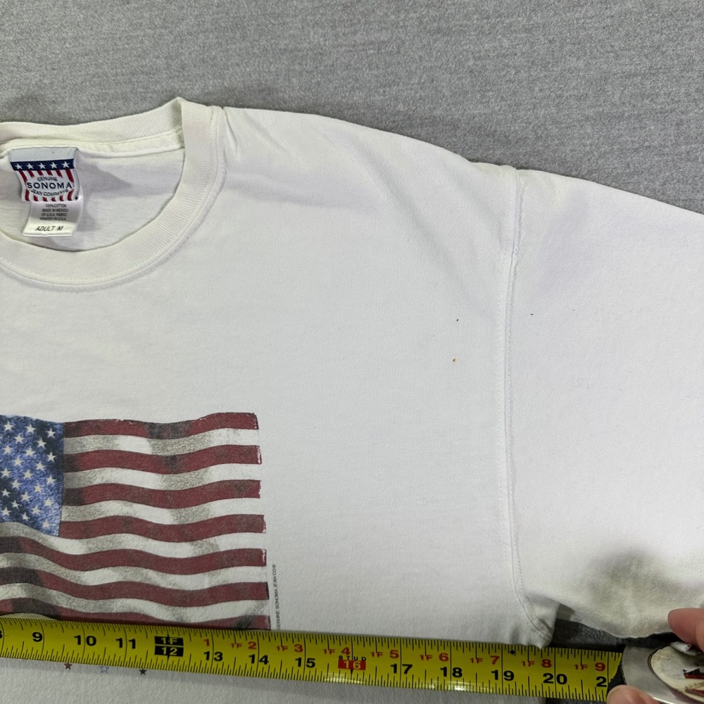 Vintage American Flag 2003 T-Shirt Men's Medium White USA Sonoma Jean Company - Picture 5 of 6